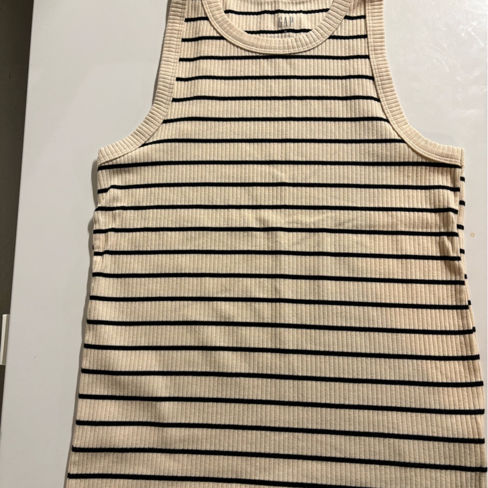 GAP Cream and Black Striped Tank Top
